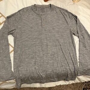 Merino Wool Henley in Heather Grey